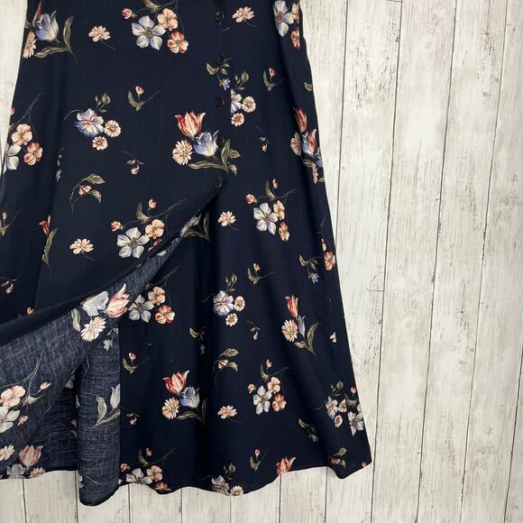 Petites By Inclinations Vintage Floral Button Flowy Midi Cottage Wrap USA Skirt - Picture 4 of 8